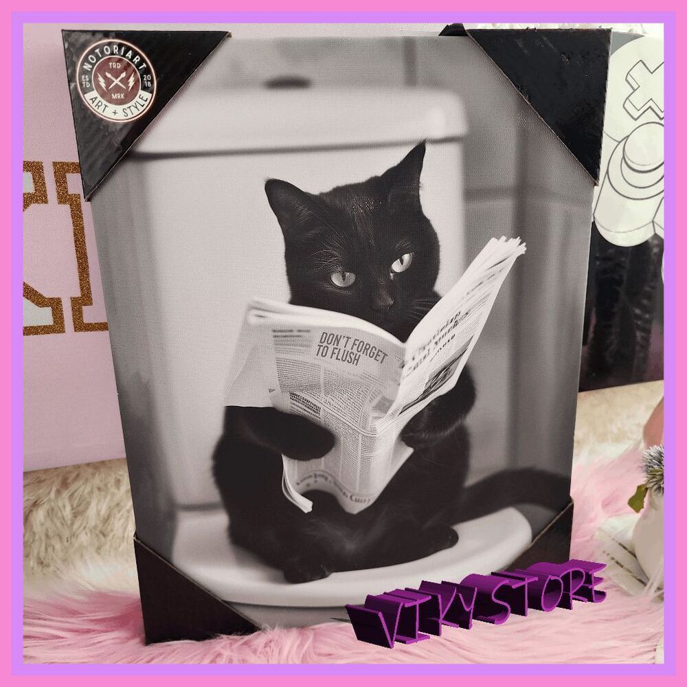 💖 NWT Design District Fashion Stuff Black Cat Wall Decor 14x8 💖